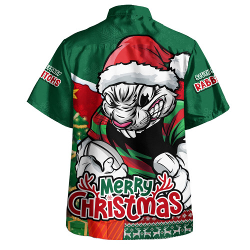 South Sydney Rabbitohs Hawaiian Shirt Santa Scoring Touchdown On Christmas Game Day