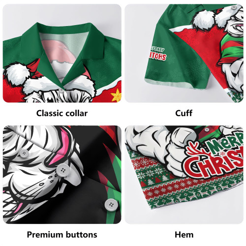 South Sydney Rabbitohs Hawaiian Shirt Santa Scoring Touchdown On Christmas Game Day South Sydney Rabbitohs Hawaiian Shirt Santa Scoring Touchdown On Christmas Game Day