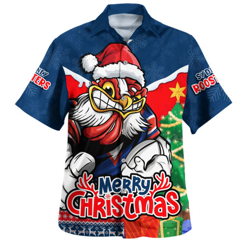 Sydney Roosters Hawaiian Shirt Santa Scoring Touchdown On Christmas Game Day