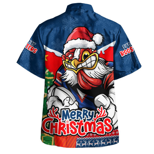 Sydney Roosters Hawaiian Shirt Santa Scoring Touchdown On Christmas Game Day