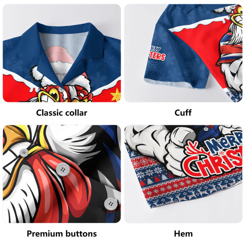 Sydney Roosters Hawaiian Shirt Santa Scoring Touchdown On Christmas Game Day Sydney Roosters Hawaiian Shirt Santa Scoring Touchdown On Christmas Game Day