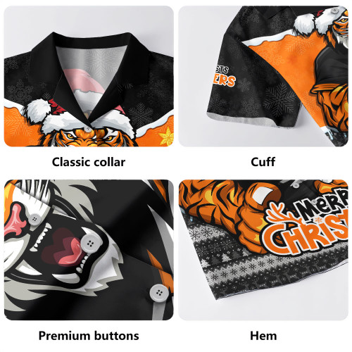 Wests Tigers Hawaiian Shirt Santa Scoring Touchdown On Christmas Game Day Wests Tigers Hawaiian Shirt Santa Scoring Touchdown On Christmas Game Day