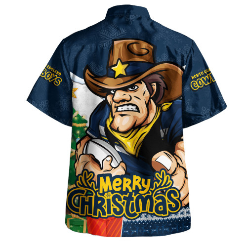 North Queensland Cowboys Hawaiian Shirt Santa Scoring Touchdown On Christmas Game Day