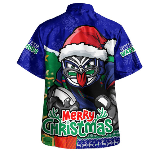 New Zealand Warriors Hawaiian Shirt Santa Scoring Touchdown On Christmas Game Day
