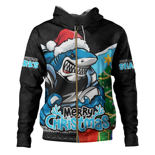Cronulla-Sutherland Sharks Hoodie Santa Scoring Touchdown On Christmas Game Day Cronulla-Sutherland Sharks Hoodie Santa Scoring Touchdown On Christmas Game Day