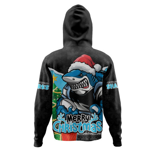 Cronulla-Sutherland Sharks Hoodie Santa Scoring Touchdown On Christmas Game Day Cronulla-Sutherland Sharks Hoodie Santa Scoring Touchdown On Christmas Game Day