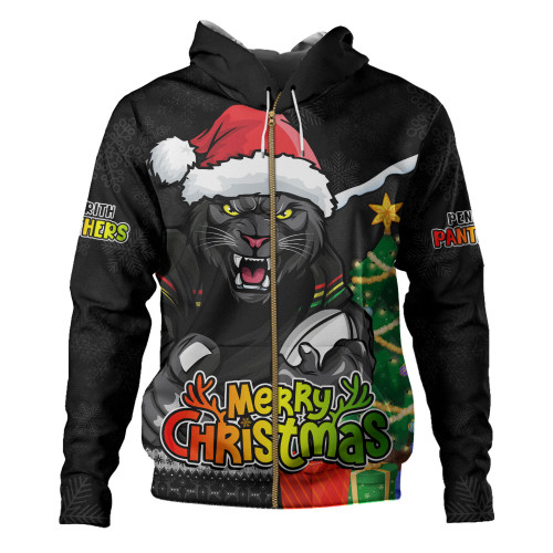 Penrith Panthers Hoodie Santa Scoring Touchdown On Christmas Game Day