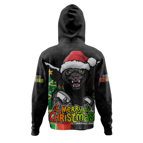 Penrith Panthers Hoodie Santa Scoring Touchdown On Christmas Game Day
