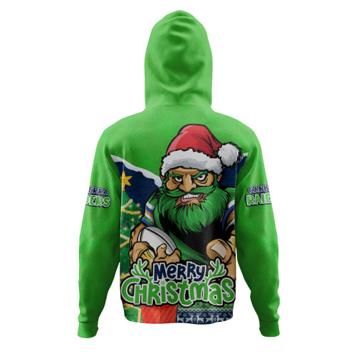 Canberra Raiders Hoodie Santa Scoring Touchdown On Christmas Game Day Canberra Raiders Hoodie Santa Scoring Touchdown On Christmas Game Day