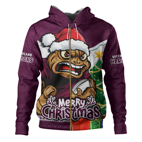 Queensland Maroons Hoodie Santa Scoring Touchdown On Christmas Game Day Queensland Maroons Hoodie Santa Scoring Touchdown On Christmas Game Day