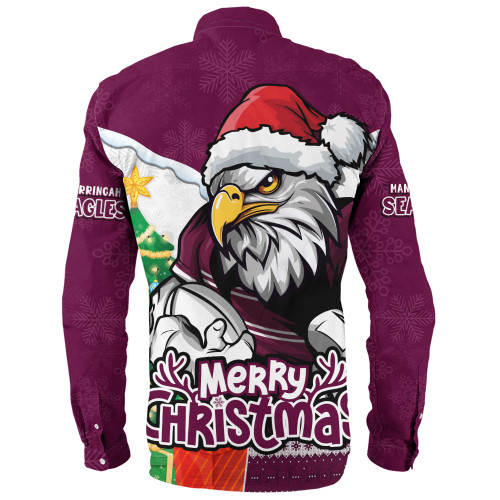 Manly Warringah Sea Eagles Long Sleeve Shirt Santa Scoring Touchdown On Christmas Game Day