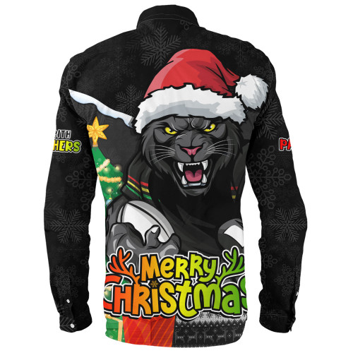 Penrith Panthers Long Sleeve Shirt Santa Scoring Touchdown On Christmas Game Day