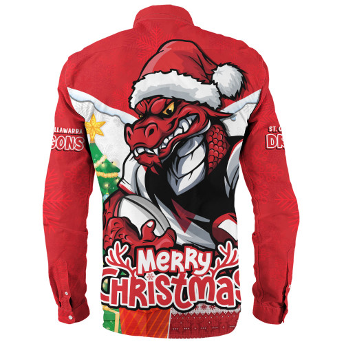 St. George Illawarra Dragons Long Sleeve Shirt Santa Scoring Touchdown On Christmas Game Day