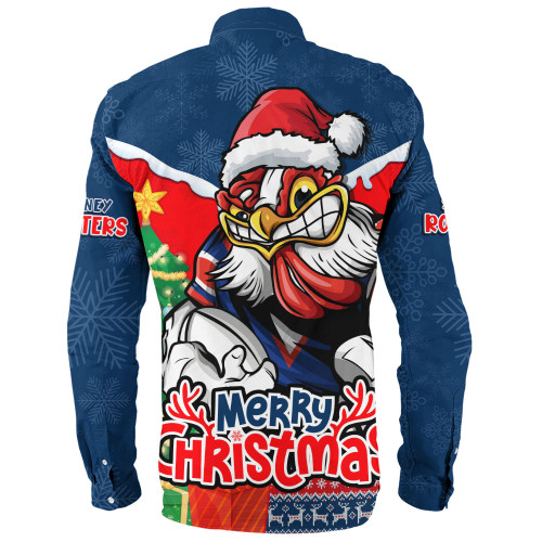 Sydney Roosters Long Sleeve Shirt Santa Scoring Touchdown On Christmas Game Day