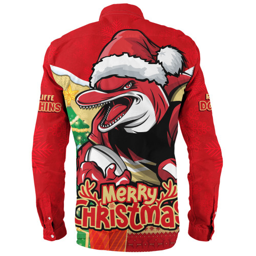 Redcliffe Dolphins Long Sleeve Shirt Santa Scoring Touchdown On Christmas Game Day