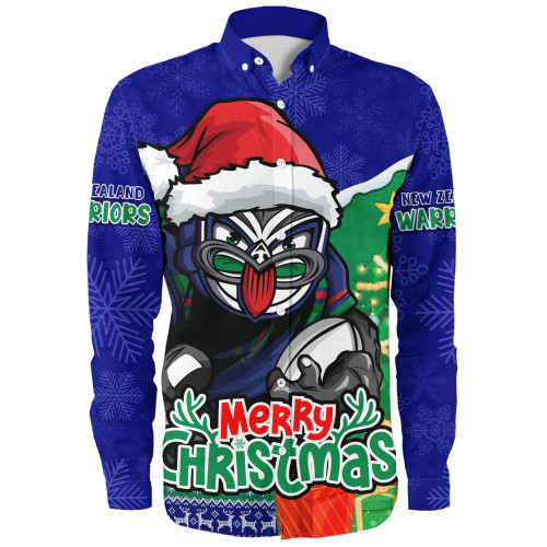 New Zealand Warriors Long Sleeve Shirt Santa Scoring Touchdown On Christmas Game Day