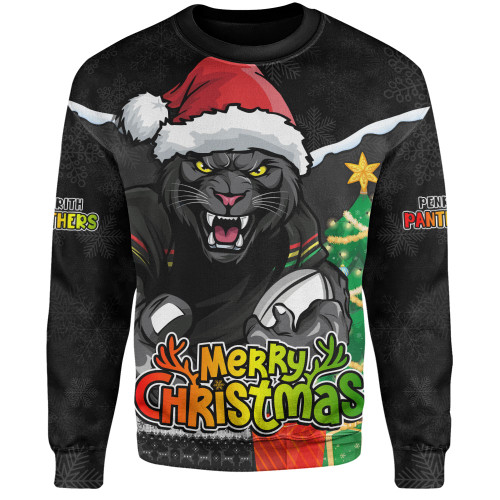 Penrith Panthers Sweatshirt Santa Scoring Touchdown On Christmas Game Day