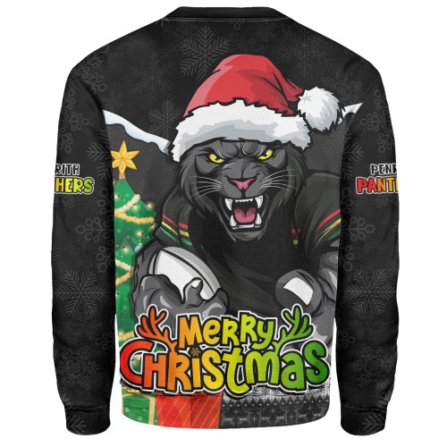 Penrith Panthers Sweatshirt Santa Scoring Touchdown On Christmas Game Day Penrith Panthers Sweatshirt Santa Scoring Touchdown On Christmas Game Day