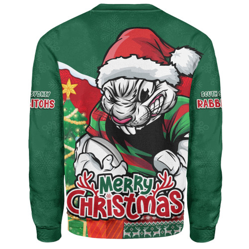 South Sydney Rabbitohs Sweatshirt Santa Scoring Touchdown On Christmas Game Day
