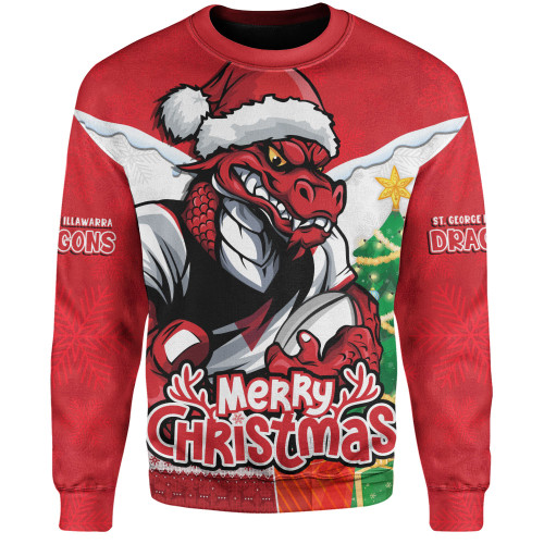 St. George Illawarra Dragons Sweatshirt Santa Scoring Touchdown On Christmas Game Day