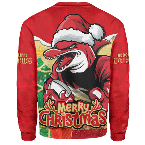 Redcliffe Dolphins Sweatshirt Santa Scoring Touchdown On Christmas Game Day