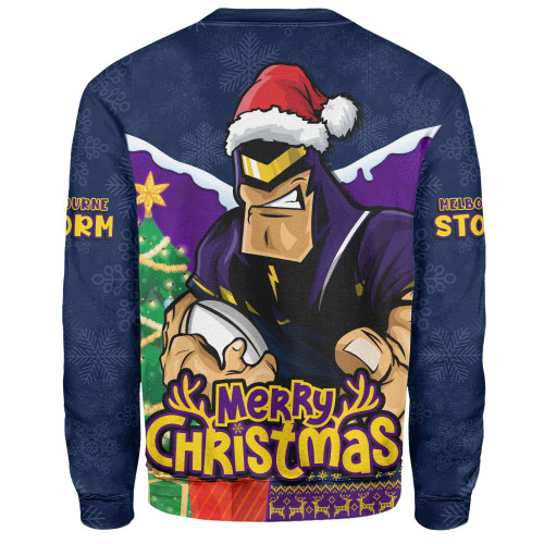 Melbourne Storm Sweatshirt Santa Scoring Touchdown On Christmas Game Day