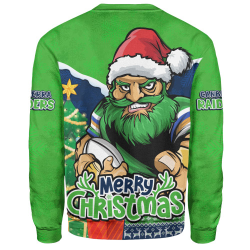 Canberra Raiders Sweatshirt Santa Scoring Touchdown On Christmas Game Day Canberra Raiders Sweatshirt Santa Scoring Touchdown On Christmas Game Day
