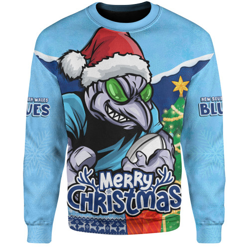 New South Wales Blues Sweatshirt Santa Scoring Touchdown On Christmas Game Day