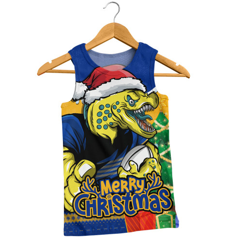 Parramatta Eels Men Singlet Santa Scoring Touchdown On Christmas Game Day