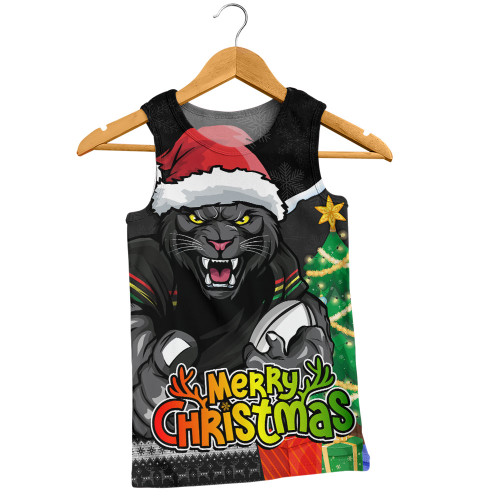 Penrith Panthers Men Singlet Santa Scoring Touchdown On Christmas Game Day