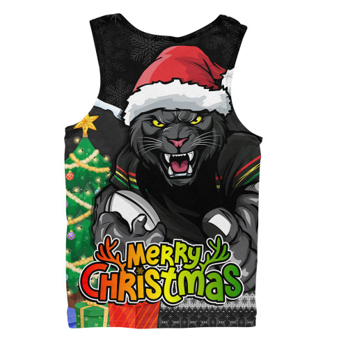 Penrith Panthers Men Singlet Santa Scoring Touchdown On Christmas Game Day
