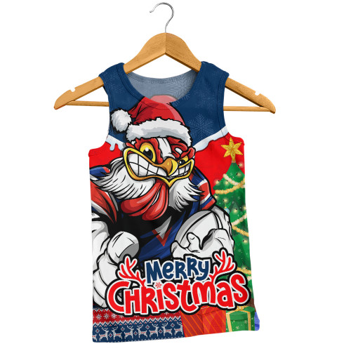 Sydney Roosters Men Singlet Santa Scoring Touchdown On Christmas Game Day