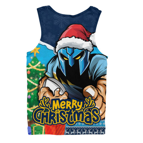 Gold Coast Titans Men Singlet Santa Scoring Touchdown On Christmas Game Day