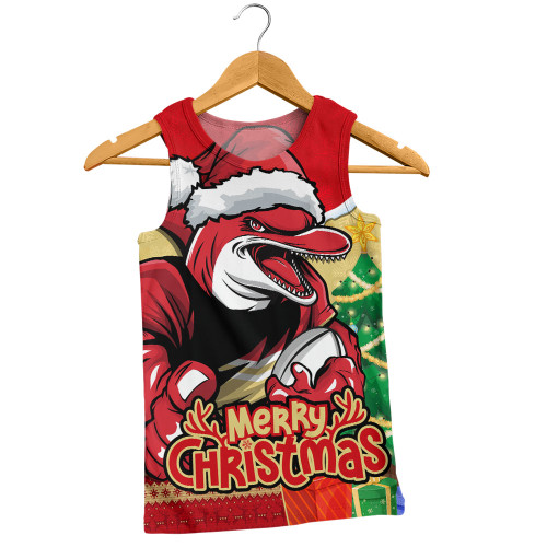 Redcliffe Dolphins Men Singlet Santa Scoring Touchdown On Christmas Game Day