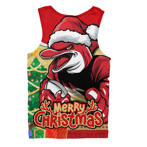 Redcliffe Dolphins Men Singlet Santa Scoring Touchdown On Christmas Game Day