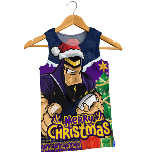 Melbourne Storm Men Singlet Santa Scoring Touchdown On Christmas Game Day