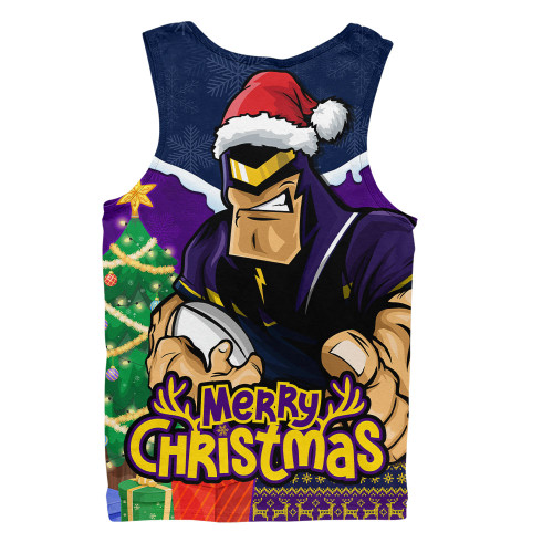 Melbourne Storm Men Singlet Santa Scoring Touchdown On Christmas Game Day