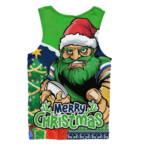 Canberra Raiders Men Singlet Santa Scoring Touchdown On Christmas Game Day