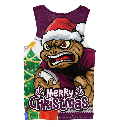 Queensland Maroons Men Singlet Santa Scoring Touchdown On Christmas Game Day