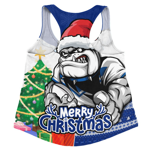 Canterbury-Bankstown Bulldogs Women Racerback Singlet Santa Scoring Touchdown On Christmas Game Day