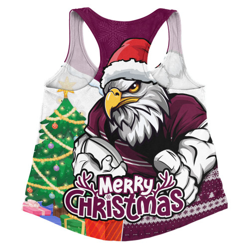 Manly Warringah Sea Eagles Women Racerback Singlet Santa Scoring Touchdown On Christmas Game Day Manly Warringah Sea Eagles Women Racerback Singlet Santa Scoring Touchdown On Christmas Game Day