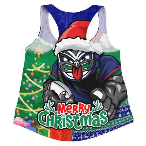 New Zealand Warriors Women Racerback Singlet Santa Scoring Touchdown On Christmas Game Day