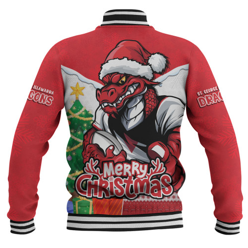 St. George Illawarra Dragons Baseball Jacket Santa Scoring Touchdown On Christmas Game Day