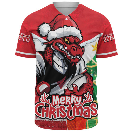 St. George Illawarra Dragons Baseball Shirt Santa Scoring Touchdown On Christmas Game Day St. George Illawarra Dragons Baseball Shirt Santa Scoring Touchdown On Christmas Game Day