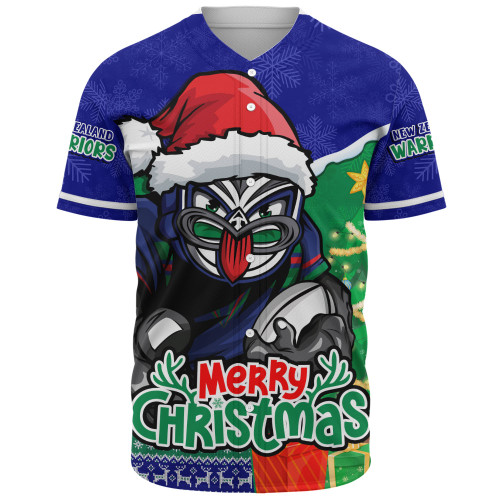New Zealand Warriors Baseball Shirt Santa Scoring Touchdown On Christmas Game Day