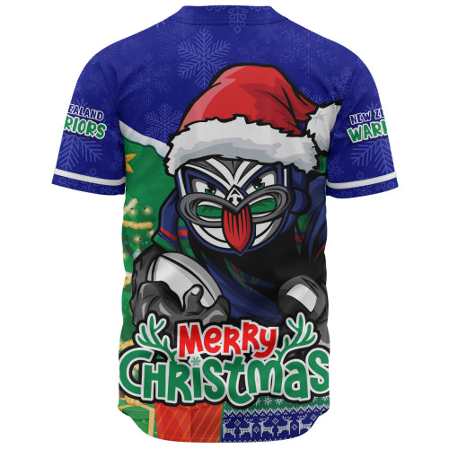 New Zealand Warriors Baseball Shirt Santa Scoring Touchdown On Christmas Game Day