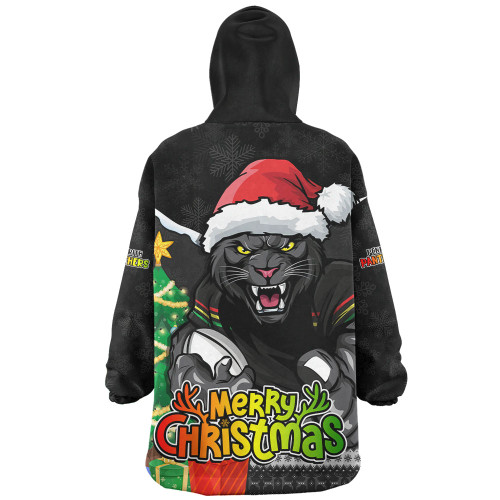 Penrith Panthers Snug Hoodie Santa Scoring Touchdown On Christmas Game Day