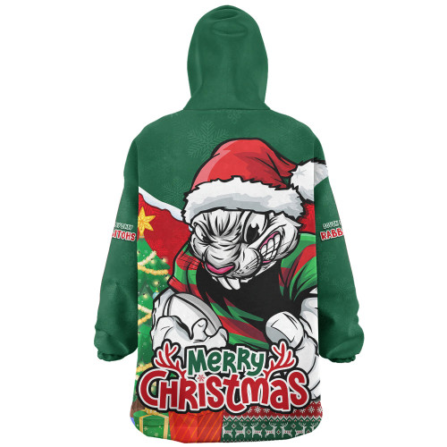 South Sydney Rabbitohs Snug Hoodie Santa Scoring Touchdown On Christmas Game Day