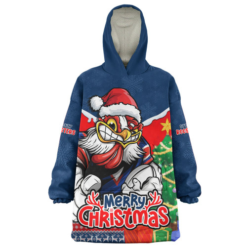 Sydney Roosters Snug Hoodie Santa Scoring Touchdown On Christmas Game Day