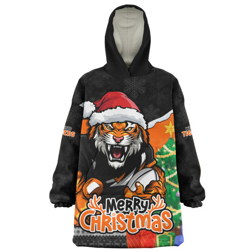 Wests Tigers Snug Hoodie Santa Scoring Touchdown On Christmas Game Day